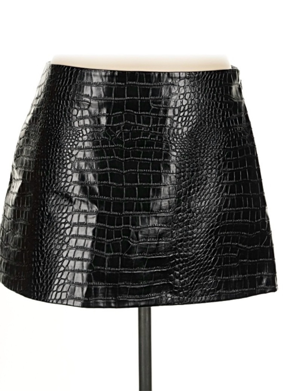 The Frankie Shop Black Croc-Embossed Mini Skirt - Classic Women's Skirt